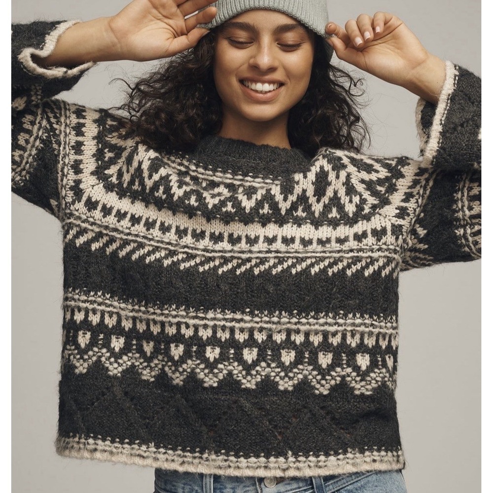 Sanctuary Crew Neck Fair Isle Sweater Pullover